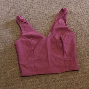 Mauve zip-back crop tank